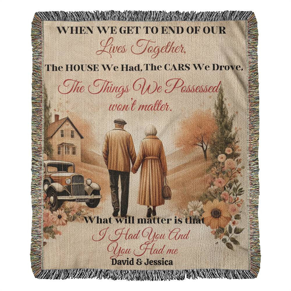 Timeless Love Couples Blanket – Cozy Comfort Meets Heartfelt Design Heirloom Photo Woven Blanket (Portrait)