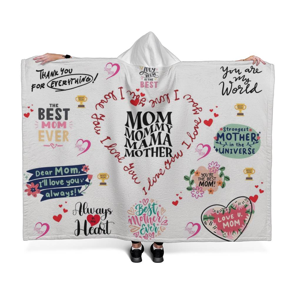 Best Mom Ever Hooded Sherpa Fleece Blanket