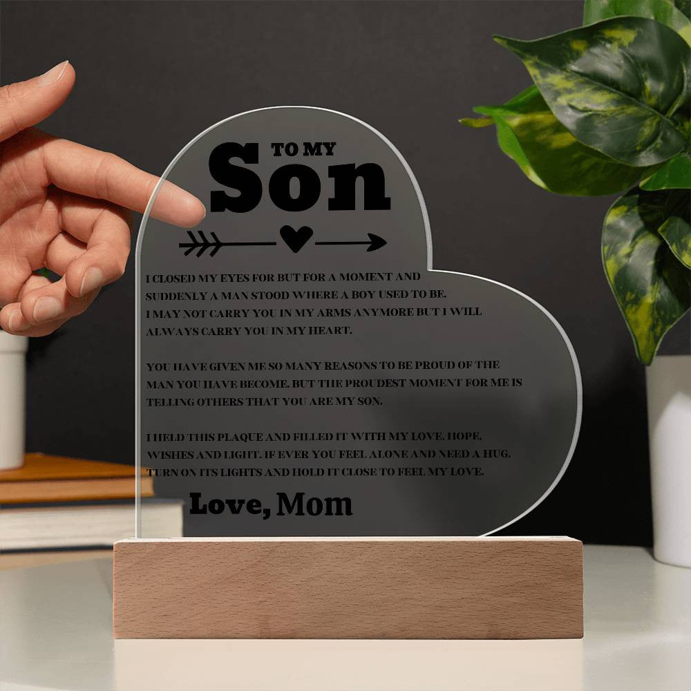 Perfect Gift for Son- Acrylic Square and Heart Plaque