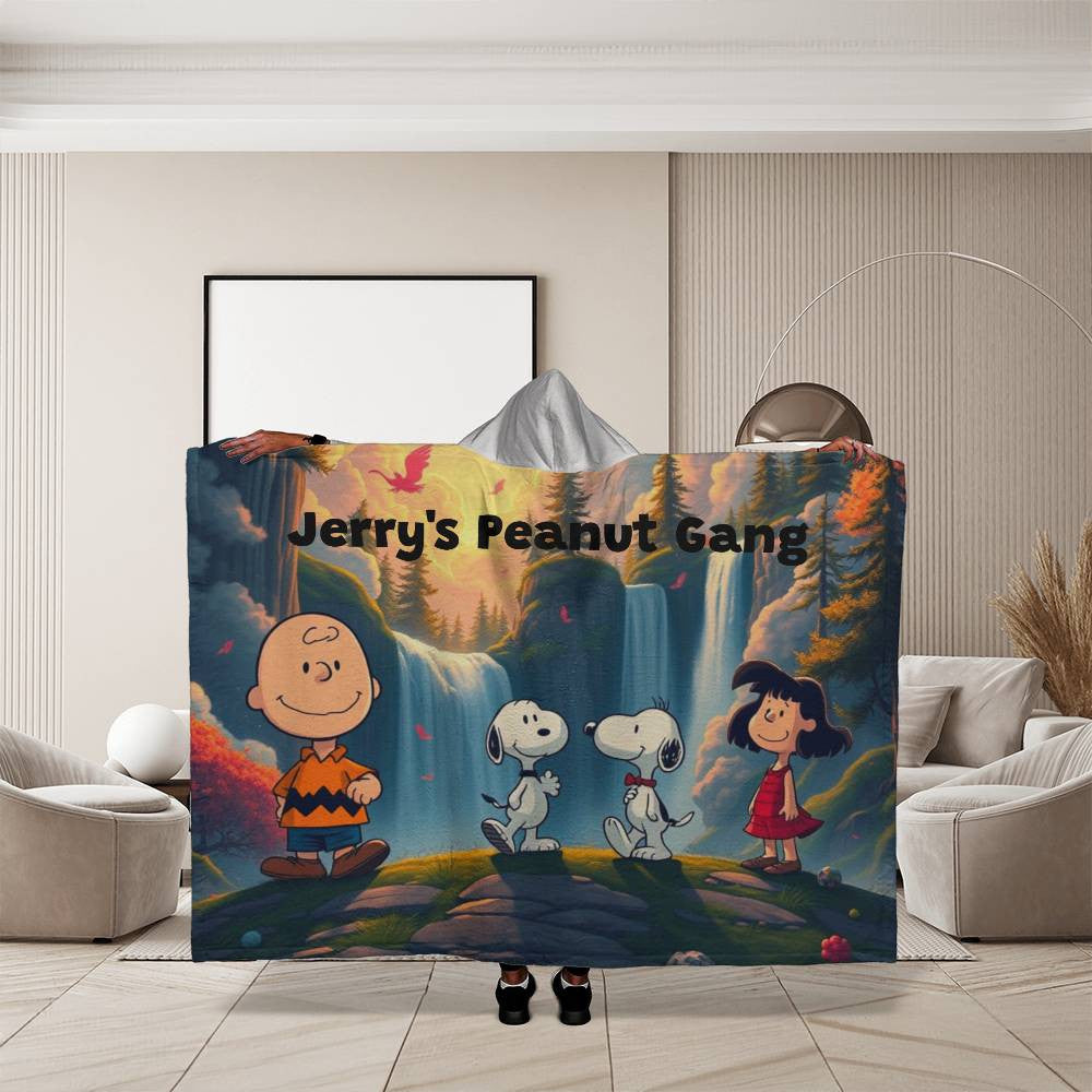 Personalized Peanut Gang Snoopy Hooded Sherpa Fleece Blanket