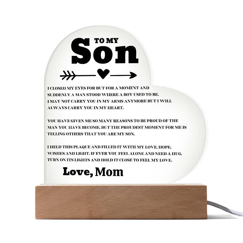 Perfect Gift for Son- Acrylic Square and Heart Plaque