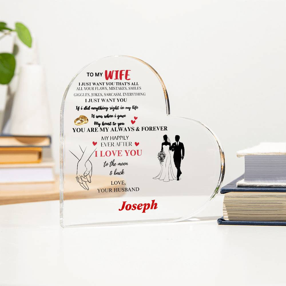 Personalized To My Wife- Heart Acrylic Plaque