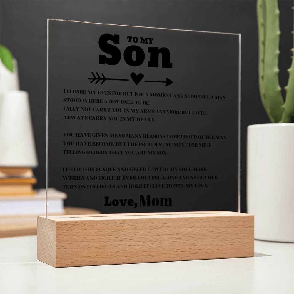 Perfect Gift for Son- Acrylic Square and Heart Plaque