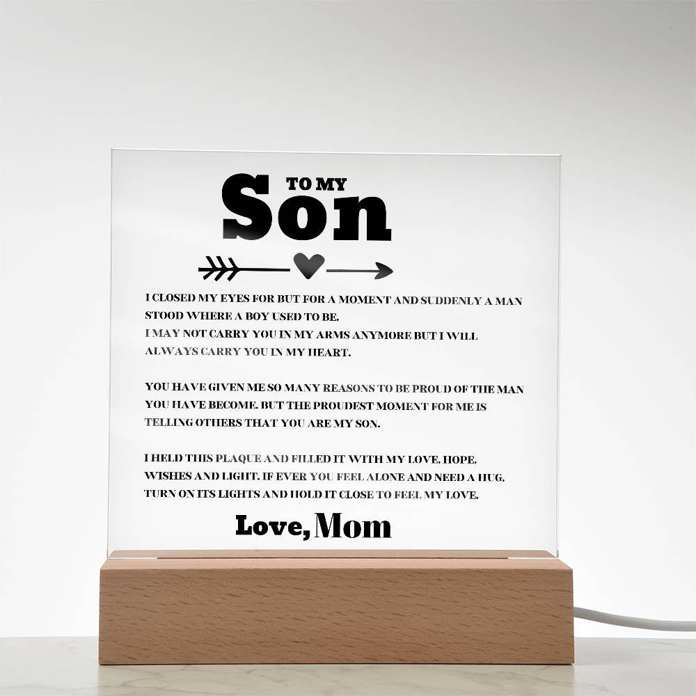 Perfect Gift for Son- Acrylic Square and Heart Plaque