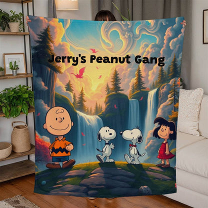 Personalized Peanut Gang Snoopy Hooded Sherpa Fleece Blanket