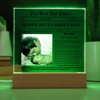 Acrylic Square Plaque- Best DAD times- First father&