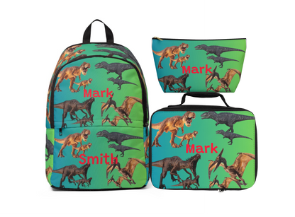 Personalized Kids School Backpack Lunch Bag Pencil Case- Dinosaur Event