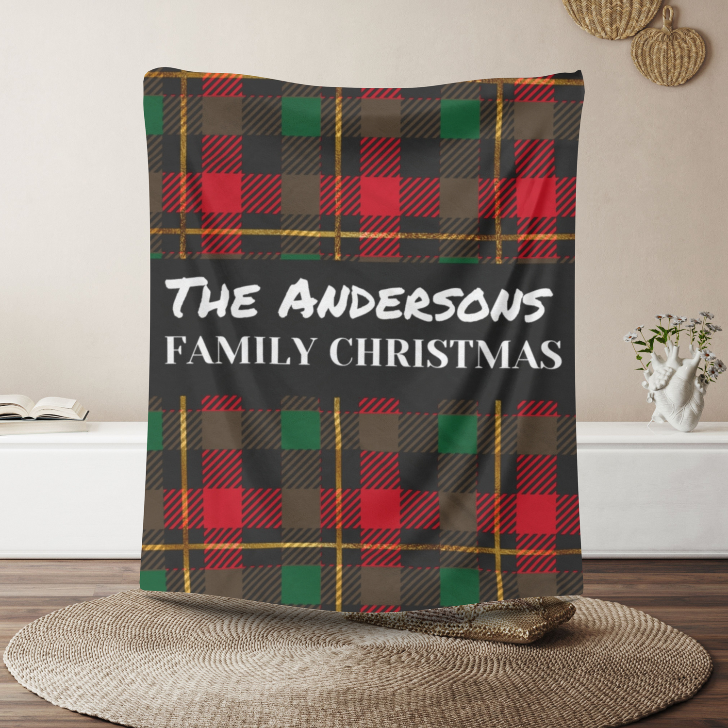 Personalized Family Christmas Velveteen Plush Blanket