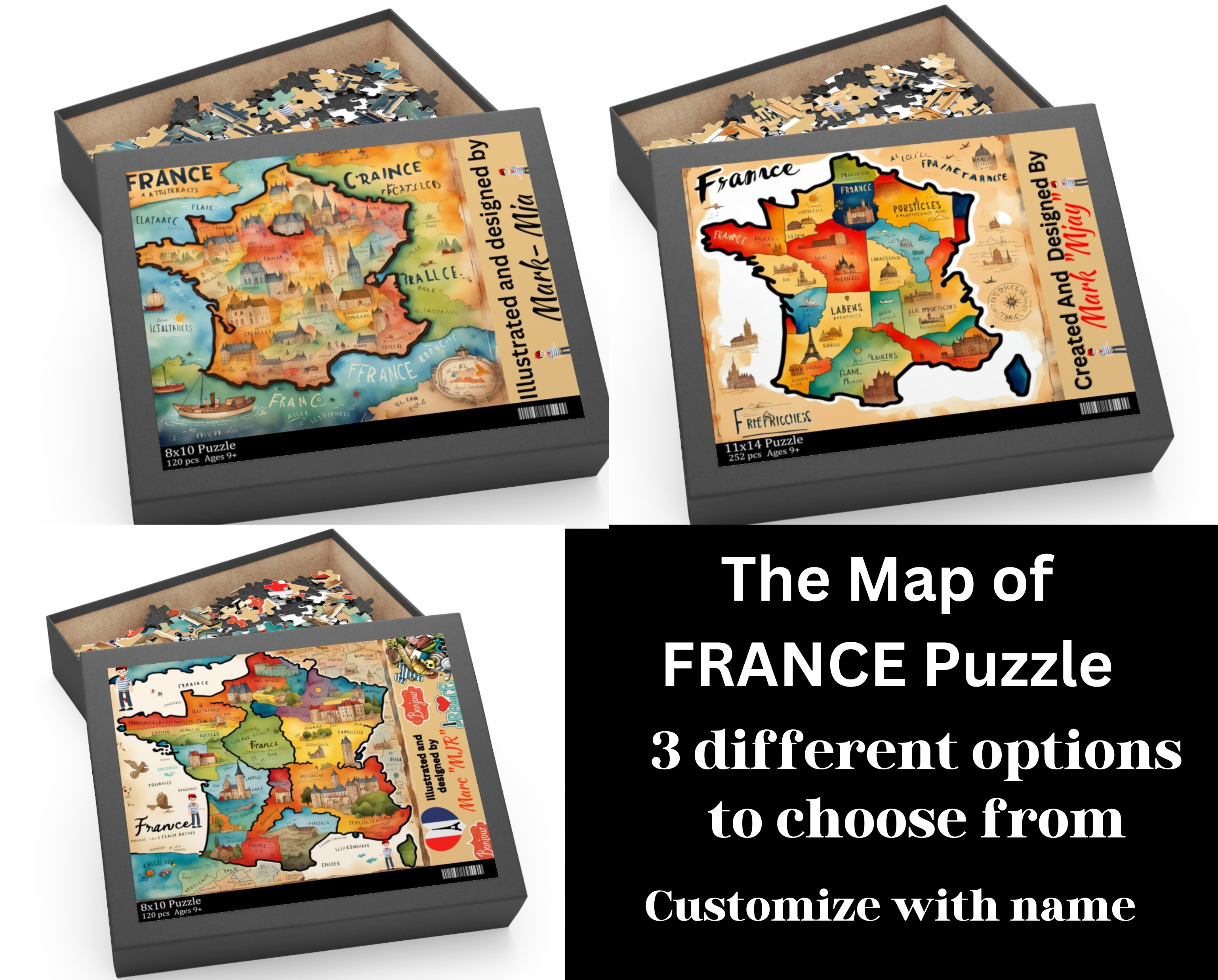 Personalized Map of France Puzzle (120, 252, 500-Piece)