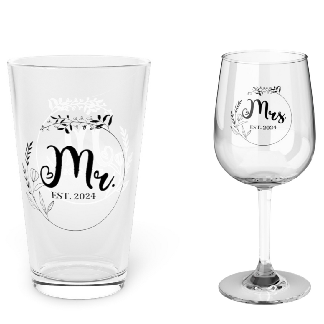 Wedding Glassware- Mr &amp; Mrs