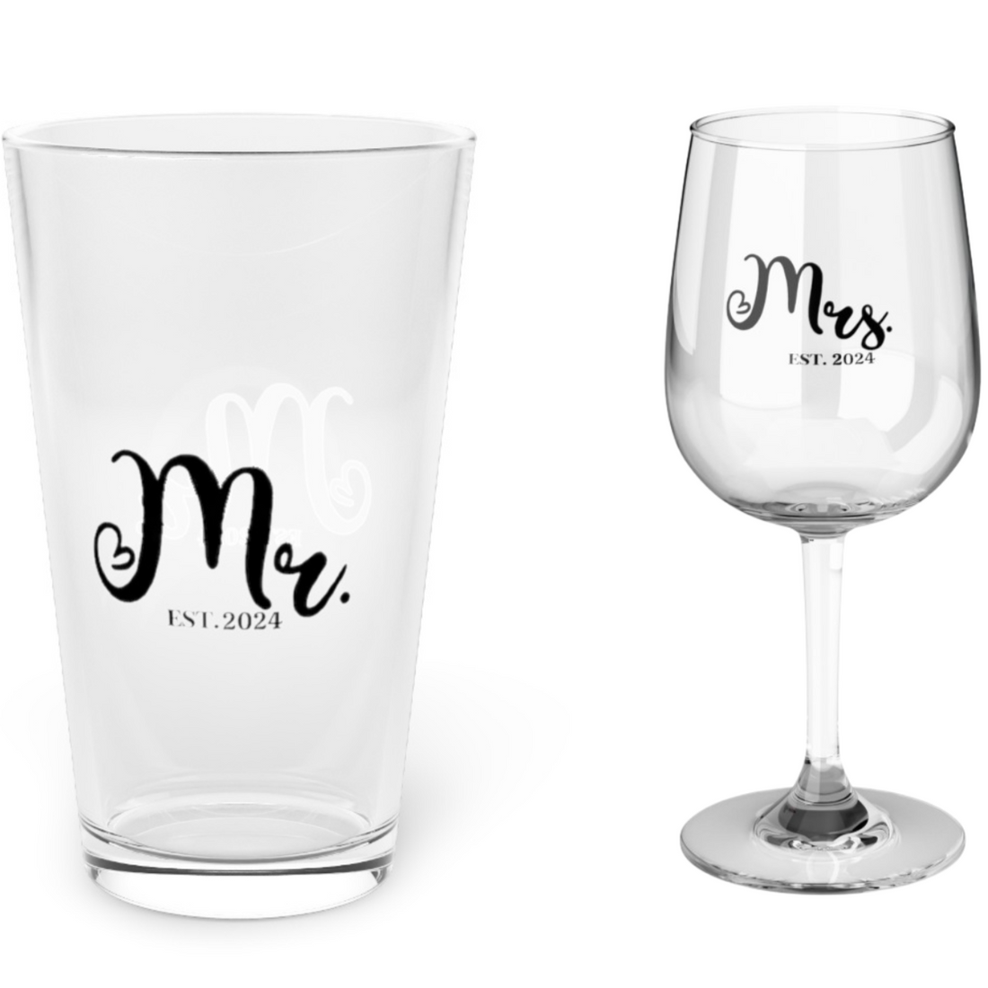 Wedding Glassware- Mr & Mrs