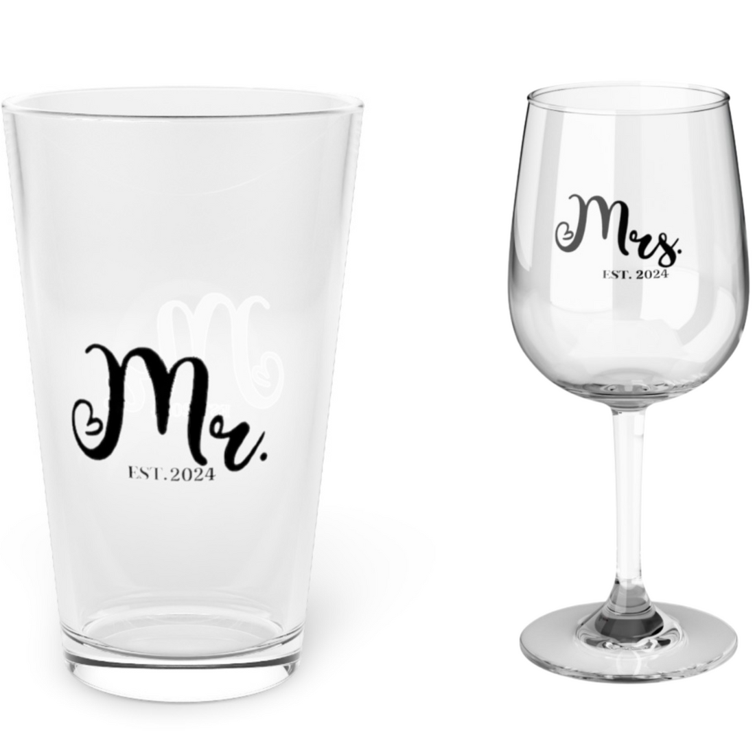 Wedding Glassware- Mr &amp; Mrs