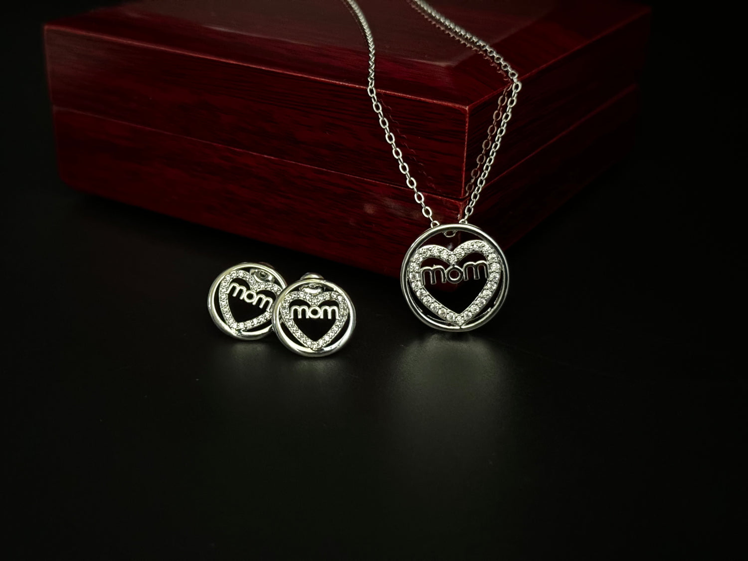 Mom Love Necklace and Earrings set