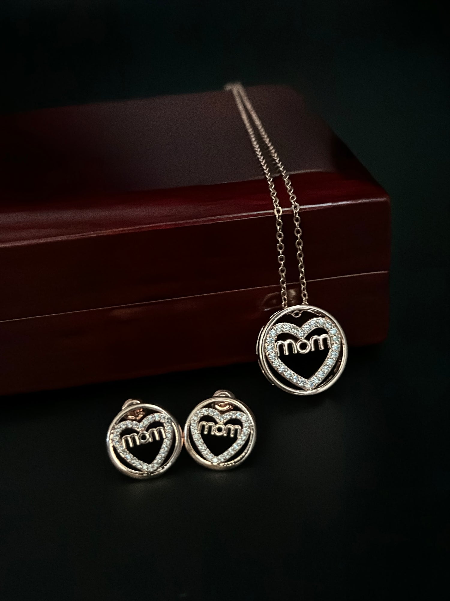 Mom Love Necklace and Earrings set