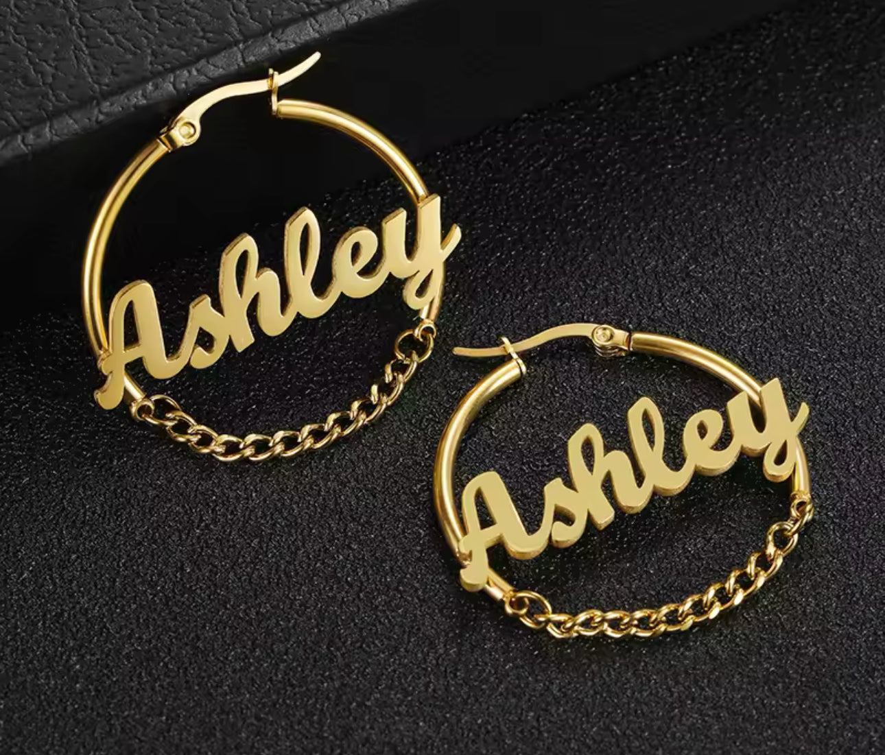 Personalized Name Earrings- HOOPS