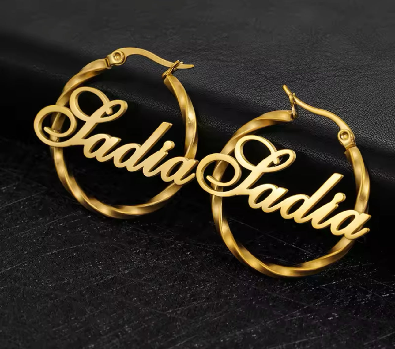 Personalized Name Earrings- HOOPS