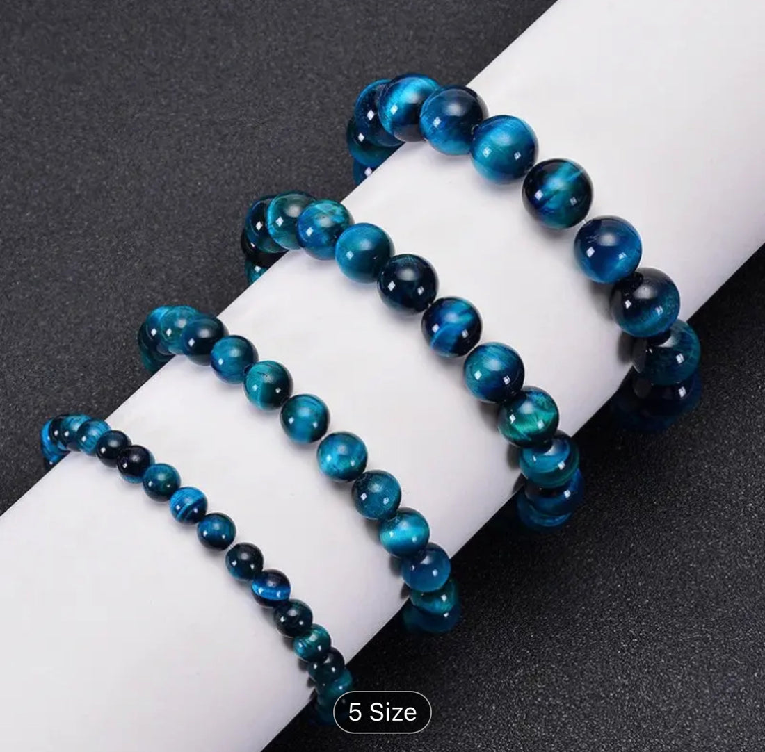 Blue Friendship Bracelet- Natural Tiger Eyes