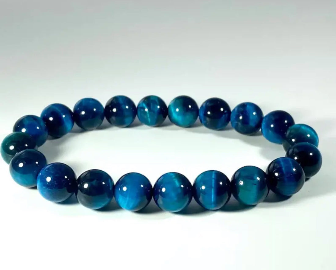 Blue Friendship Bracelet- 8mm Tiger Eye