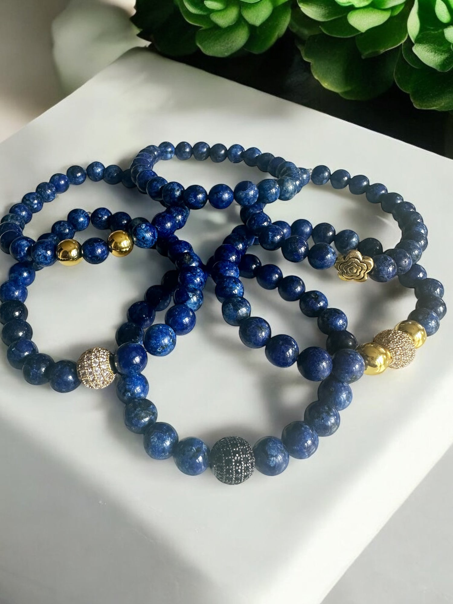 Blue Friendship Bracelet- Natural Jade