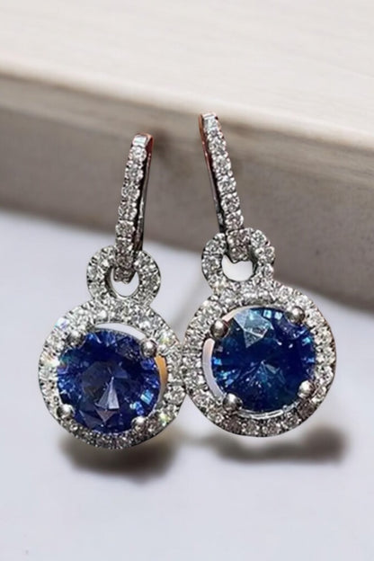 Blue Circular Crystal Earrings