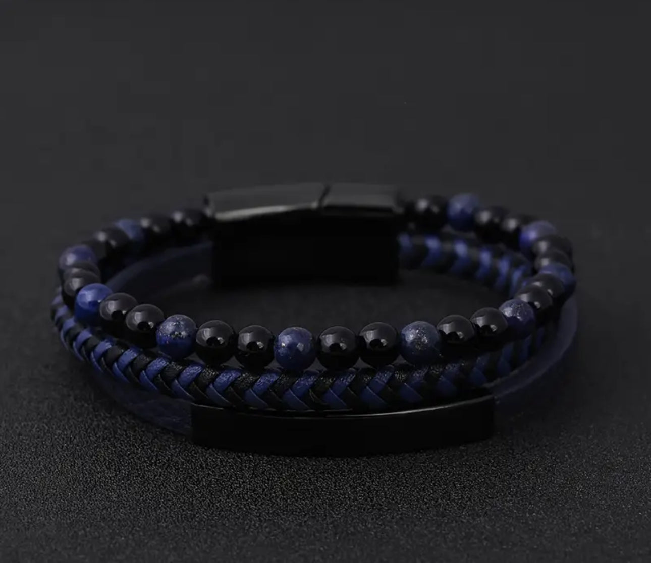 Braided Leather With Lapis Lazuli Bracelet