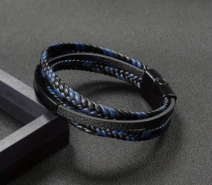 Braided Leather With Lapis Lazuli Bracelet