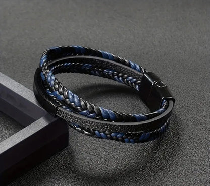 Braided Leather With Lapis Lazuli Bracelet