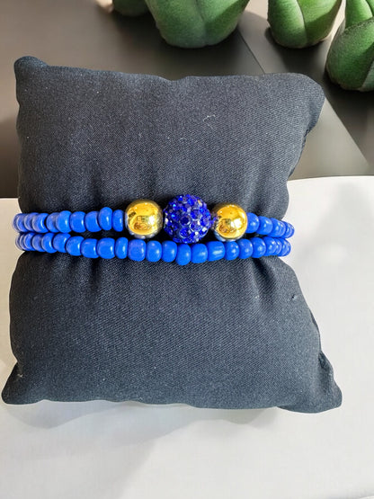 Blue Friendship Bracelet- Blue Beads