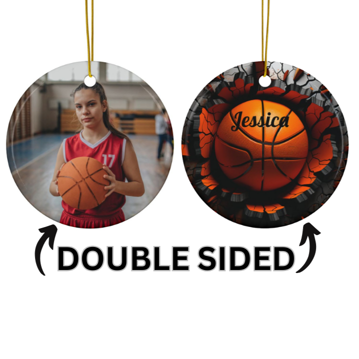 Custom Kid Photo And Sport Ornament - Personalized Two-Sided Decorative Ceramic Ornaments, Double-Sided (1pc, 3pcs, 5pcs, 10pcs) Regular price