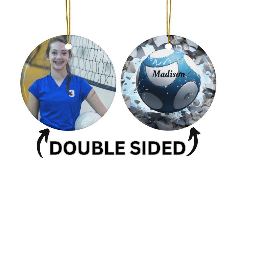 Custom Kid Photo And Sport Ornament - Personalized Two-Sided Decorative Ceramic Ornaments, Double-Sided (1pc, 3pcs, 5pcs, 10pcs)