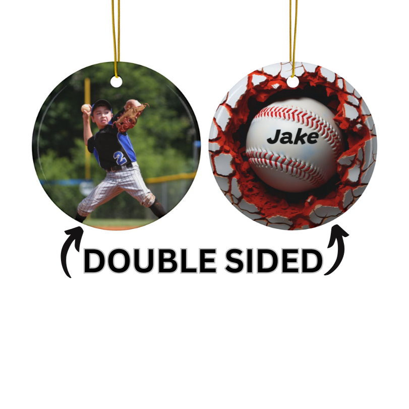 Custom Kid Photo And Sport Ornament - Personalized Two-Sided Decorative Ceramic Ornaments, Double-Sided (1pc, 3pcs, 5pcs, 10pcs)