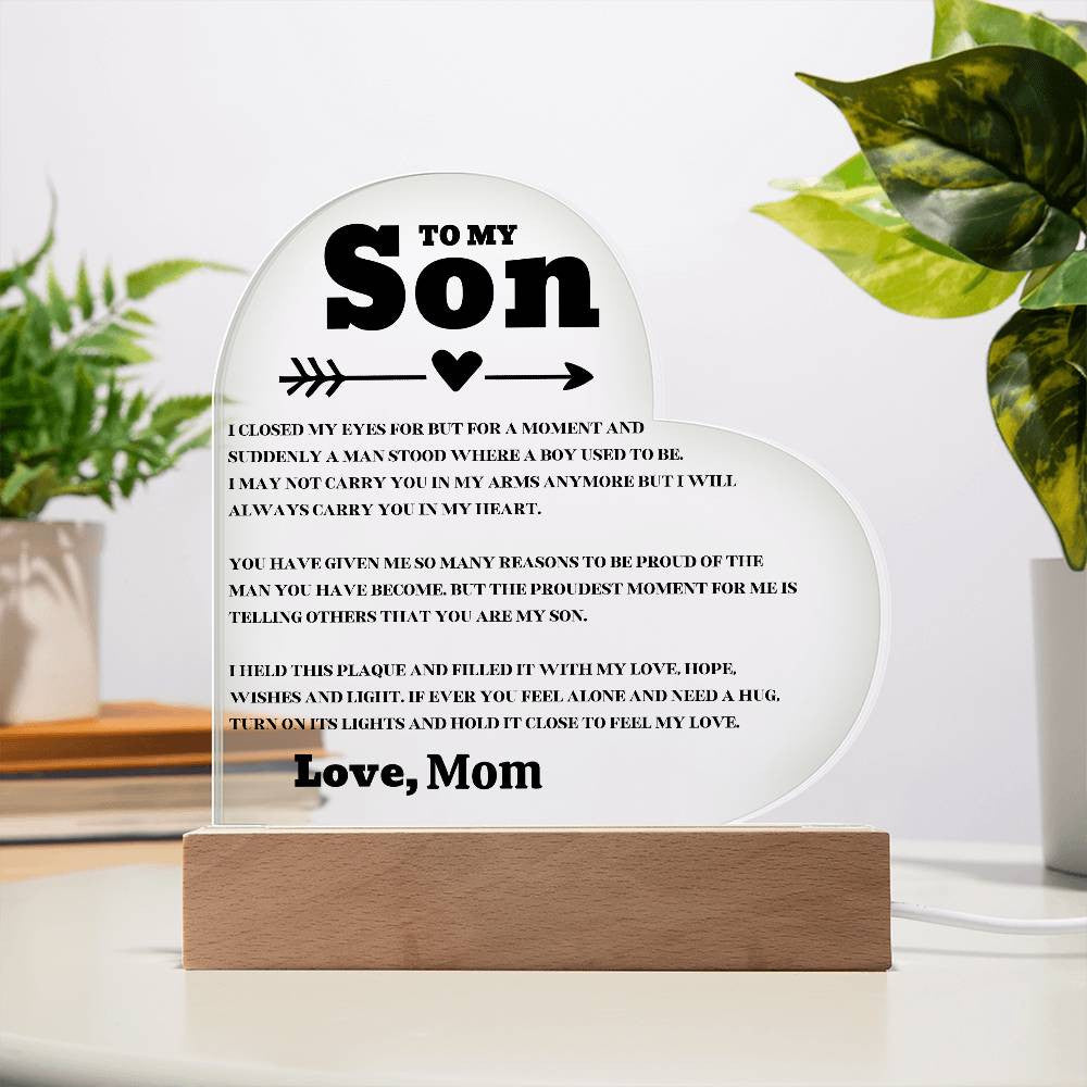 Perfect Gift for Son- Acrylic Square and Heart Plaque