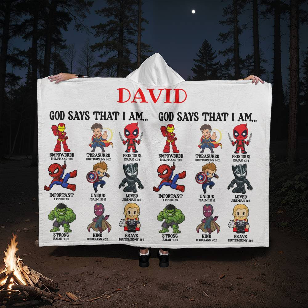 God Says That I am- Hooded Sherpa Fleece Blanket