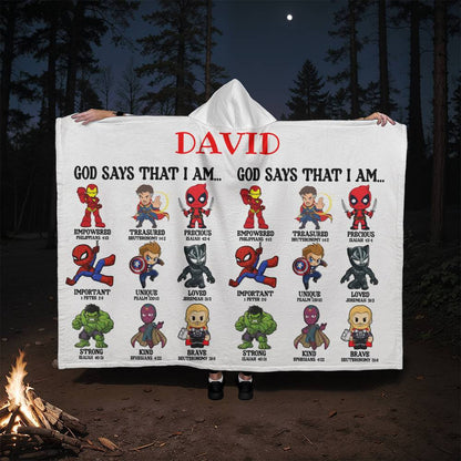 God Says That I am- Hooded Sherpa Fleece Blanket