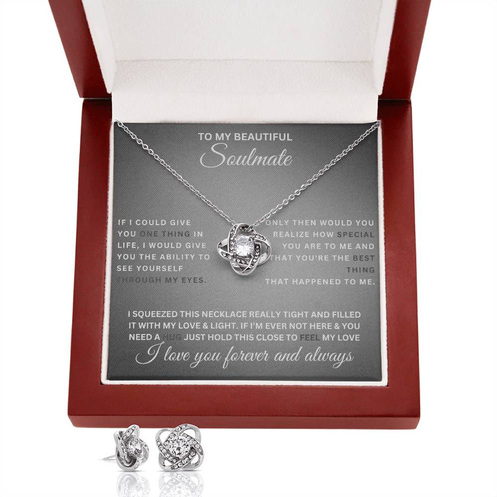 To My Beautiful Soulmate- Love Knot Necklace and Earrings Set
