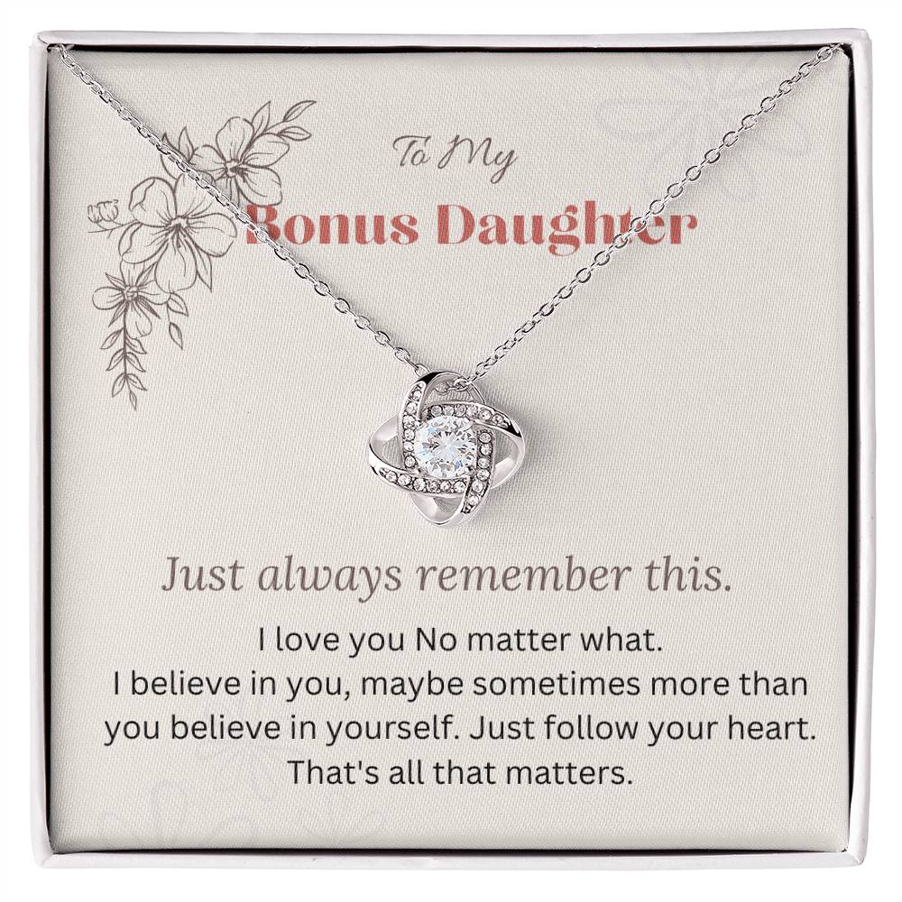 To My Bonus Daughter- Love Knot Necklace