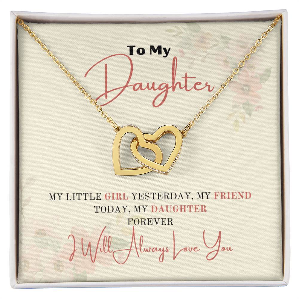 To My Daughter- Interlocking Hearts Necklace