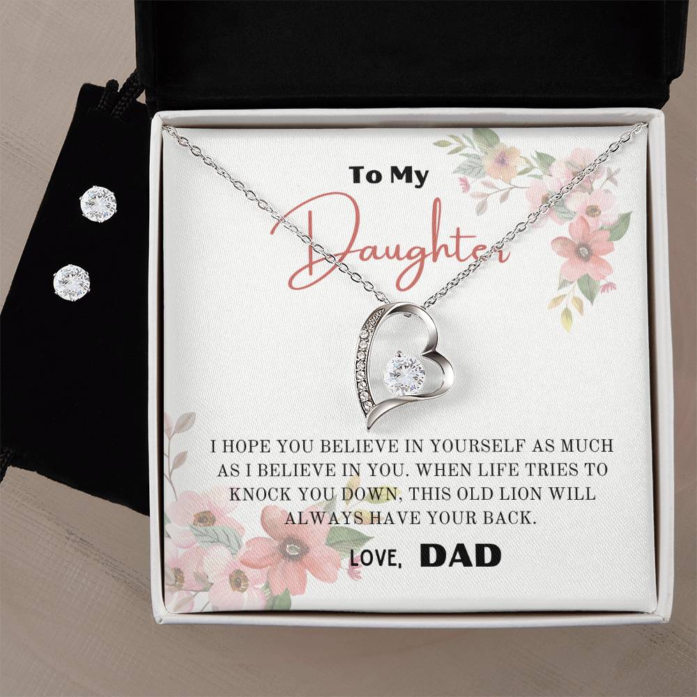 To My Daughter- Forever Love Necklace and Earrings Set