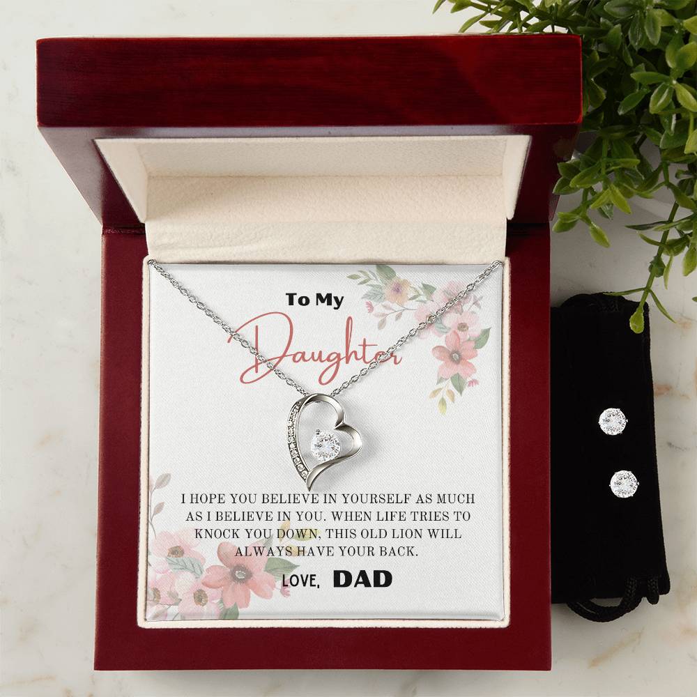 To My Daughter- Forever Love Necklace and Earrings Set