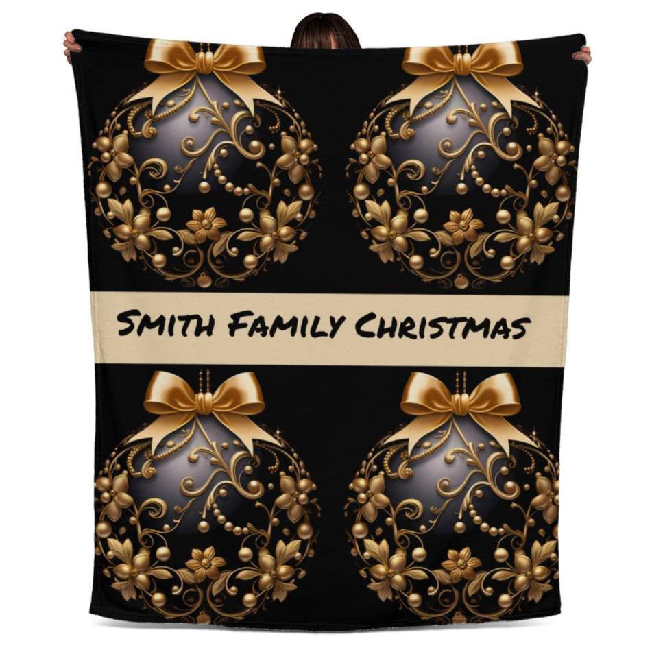 Black and Gold Ornament Jersey Fleece Blanket 50&quot; x 60&quot;