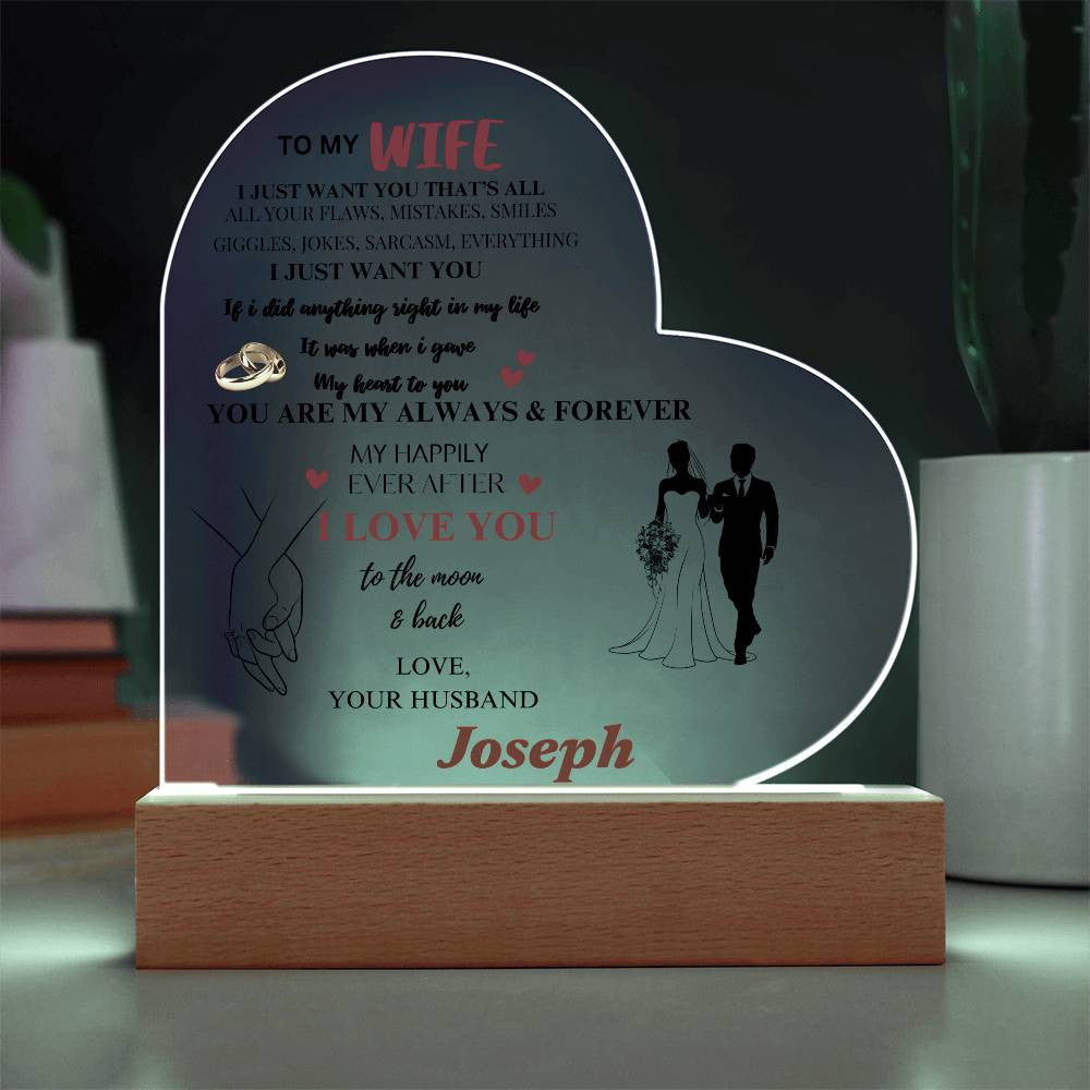 Personalized To My Wife- Heart Acrylic Plaque