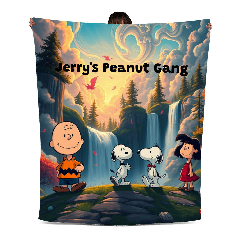 Personalized Peanut Gang Snoopy Hooded Sherpa Fleece Blanket