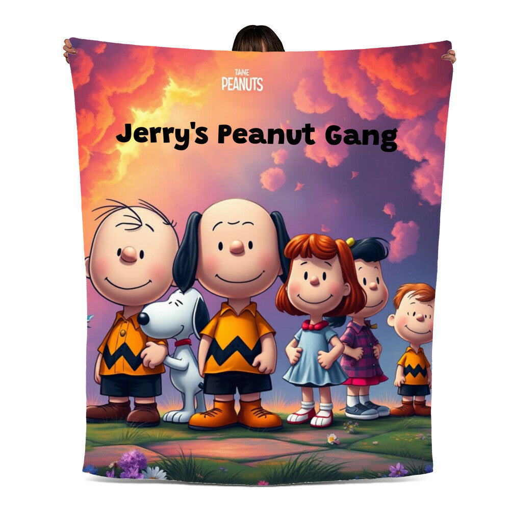 Personalized Peanut Gang Snoopy Hooded Sherpa Fleece Blanket