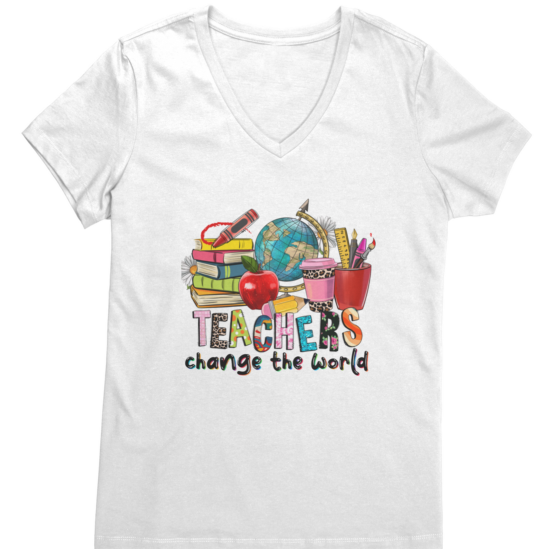 Teachers Change The World- District Womens V-Neck