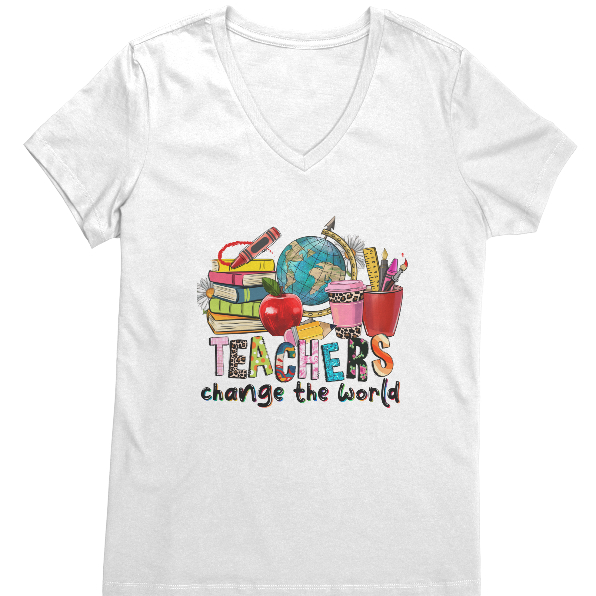 Teachers Change The World- District Womens V-Neck