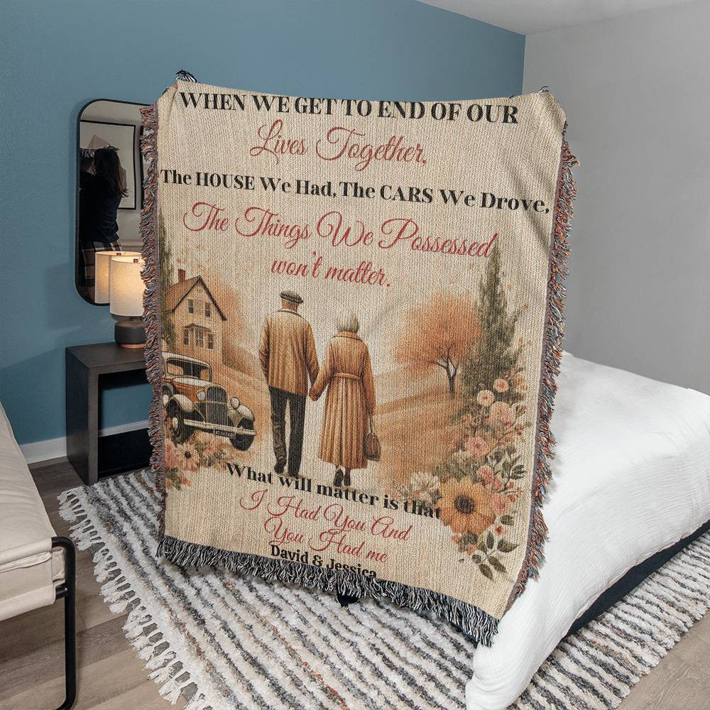 Timeless Love Couples Blanket – Cozy Comfort Meets Heartfelt Design Heirloom Photo Woven Blanket (Portrait)