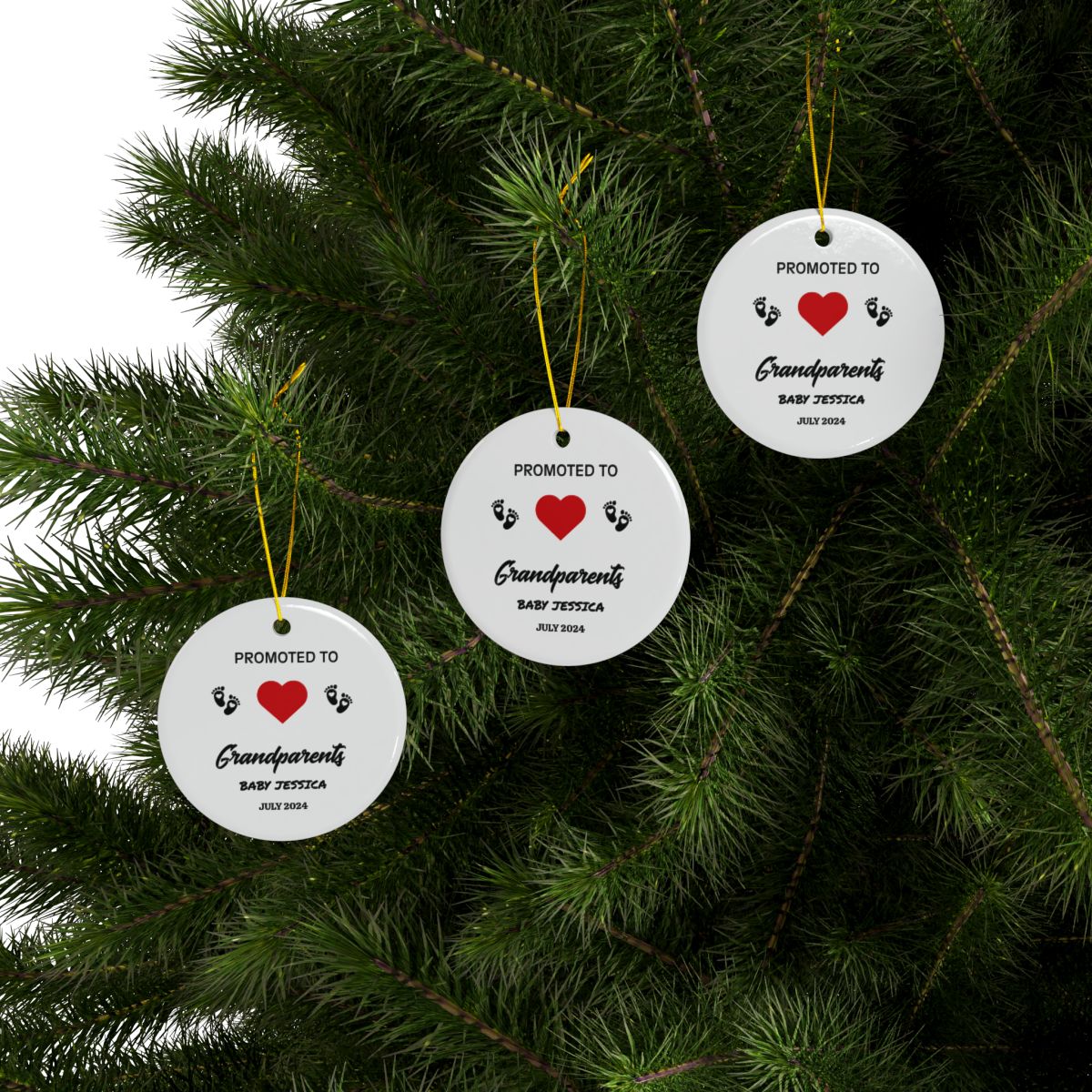 Personalized New Grandparent Ceramic Ornaments, 2-Side Print, (1pc, 3pcs, 5pcs, 10pcs)