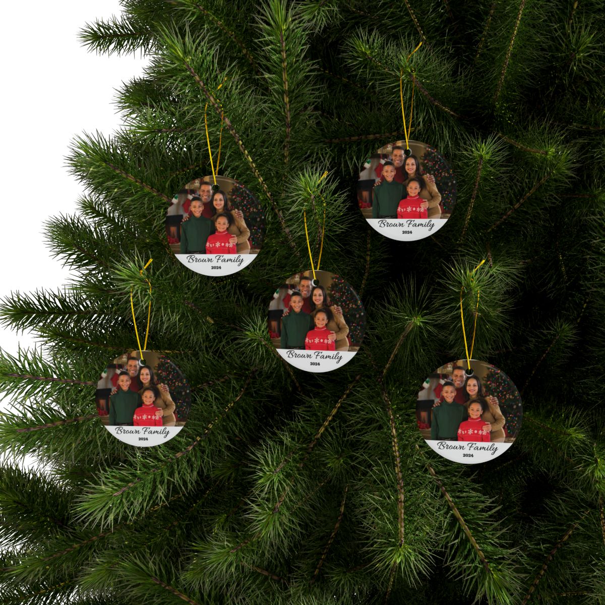 Personalized Family Ceramic Ornaments, 2-Side Print, (1pc, 3pcs, 5pcs, 10pcs)