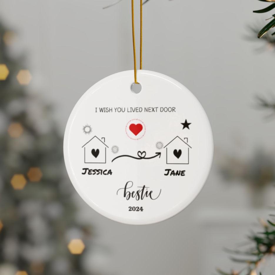 Personalized To my Bestie Ceramic Ornaments, 2-Side Print, (1pc, 3pcs, 5pcs, 10pcs)