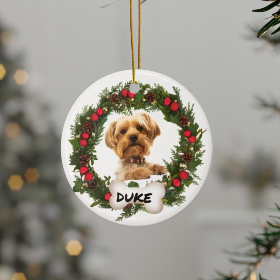 Personalized Family Dog Ceramic Ornaments, 2-Side Print, (1pc, 3pcs, 5pcs, 10pcs)